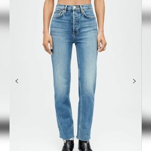 Re/Done Size 29 70's Stovepipe Comfort Stretch Button Fly Classic Blue Jeans